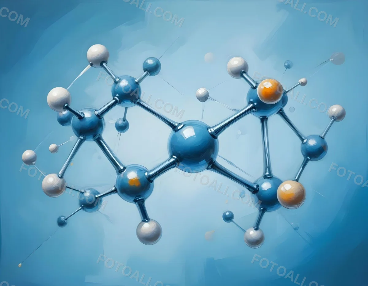 Oil Painting Molecular Structure With Spheres Connected By Rods Light Blue Color Scheme Soft Lighting Scientific Visualization Clean And Modern Design Abstract Background Creative Extremely Detailed Brush Stroke 60 8080