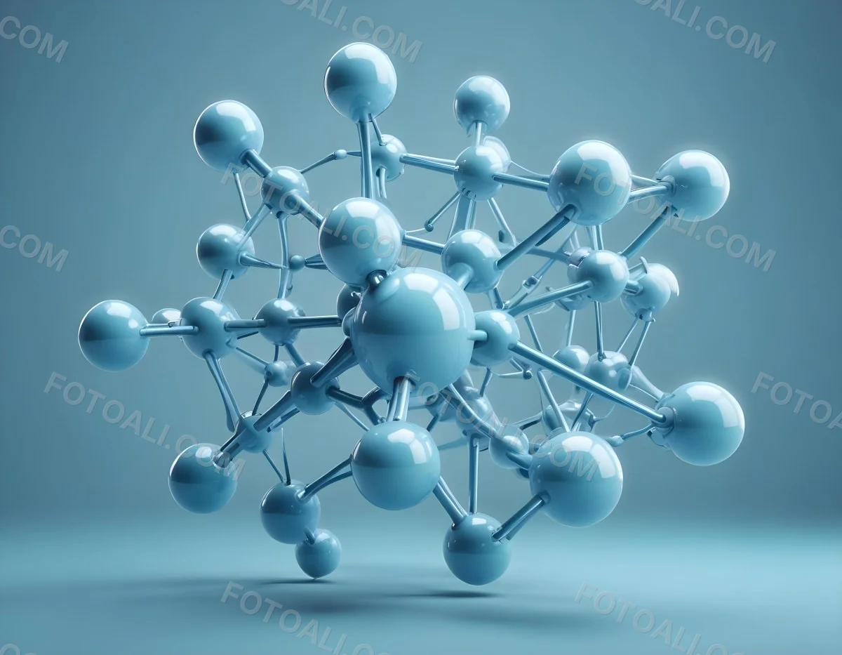 Oil Painting Molecular Structure With Spheres Connected By Rods Light Blue Color Scheme Soft Lighting Scientific Visualization Clean And Modern Design Abstract Background Creative Extremely Detailed Brush Stroke 9 F22c