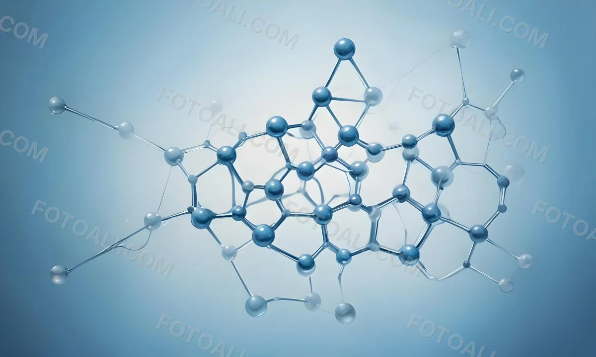 Oil Painting Molecular Structure With Transparent Spheres Connected By Thin Lines Light Blue Color Palette Soft Lighting Clean And Minimalist Design Scientific Background Creative Extremely Detailed Brush Stroke 42 C750