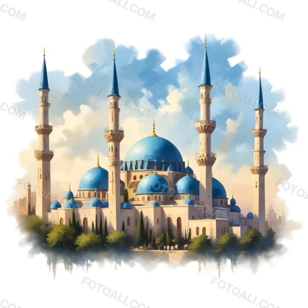 Oil Painting Mosque With Minarets Cloudy Sky Creative Extremely Detailed Brush Stroke 16 Cc3c