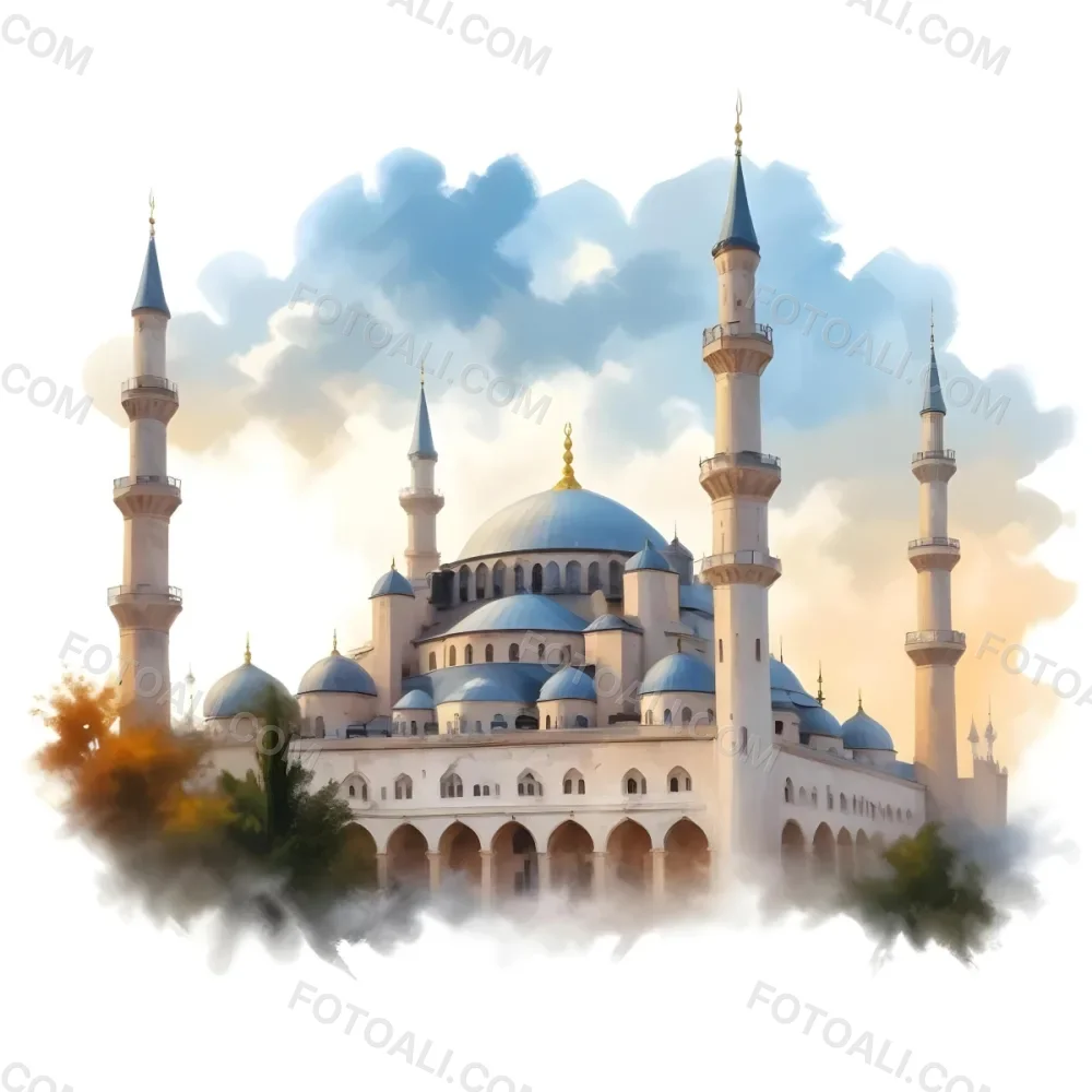 Oil Painting Mosque With Minarets Cloudy Sky Creative Extremely Detailed Brush Stroke 26 8b14