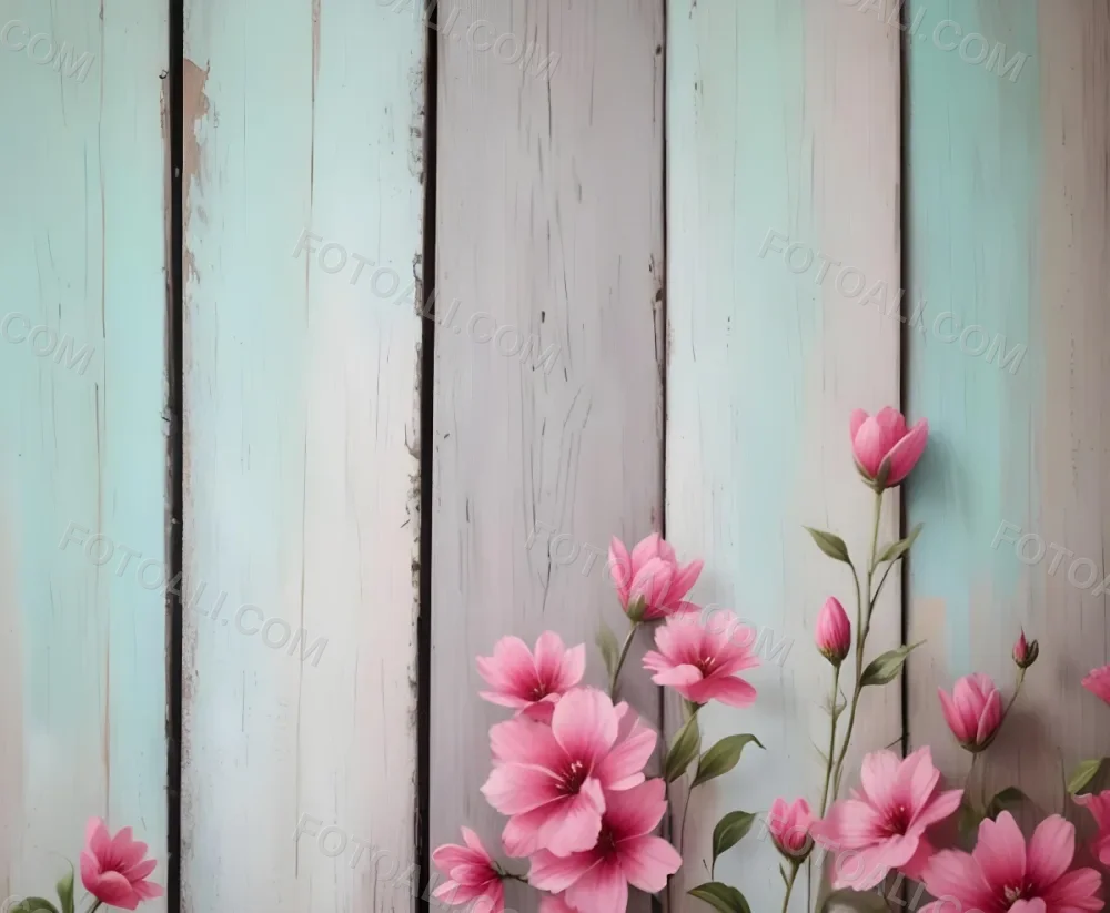Oil Painting Pink Flowers Against A Weathered Wooden Background Creative Extremely Detailed Brush Stroke 6 4dd2
