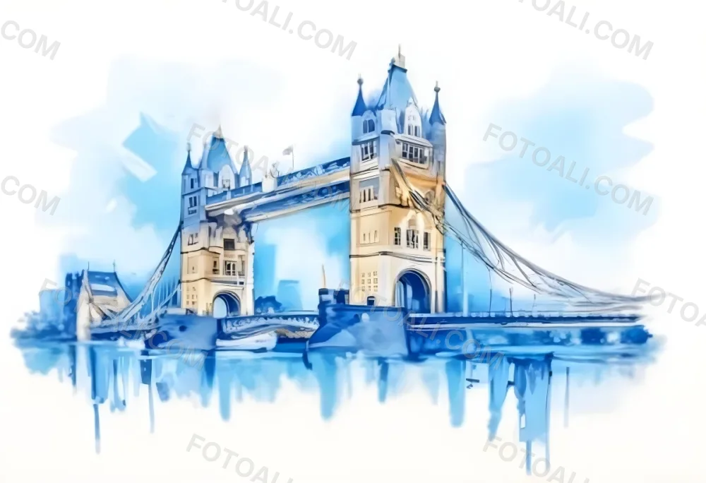 Oil Painting Tower Bridge In London Blue Sky And Water Creative Extremely Detailed Brush Stroke 13 F0d9