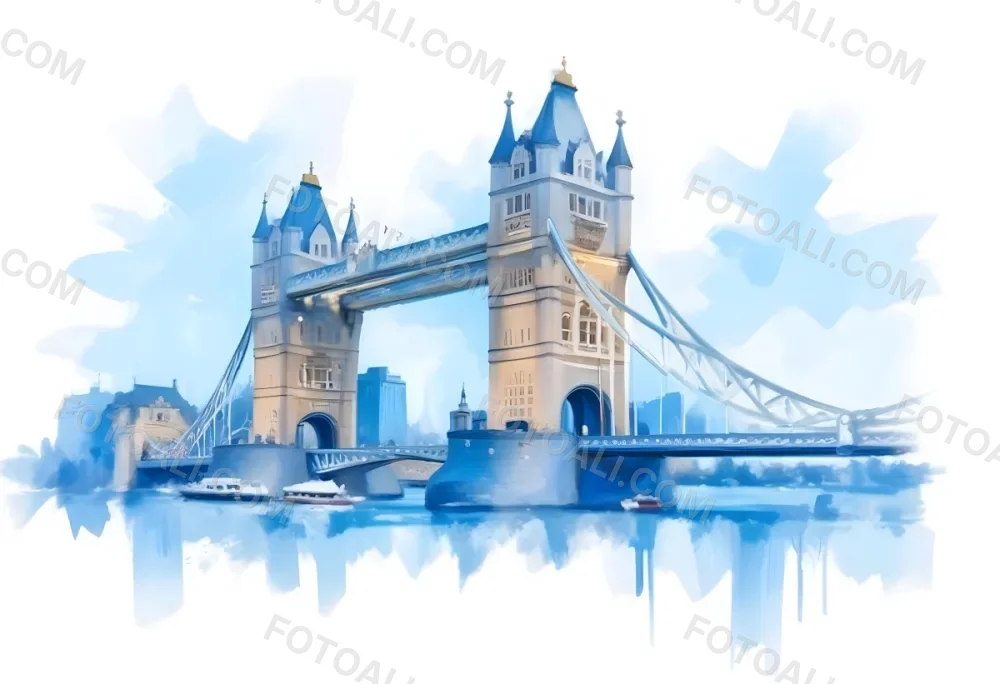 Oil Painting Tower Bridge In London Blue Sky And Water Creative Extremely Detailed Brush Stroke 36 3dc6