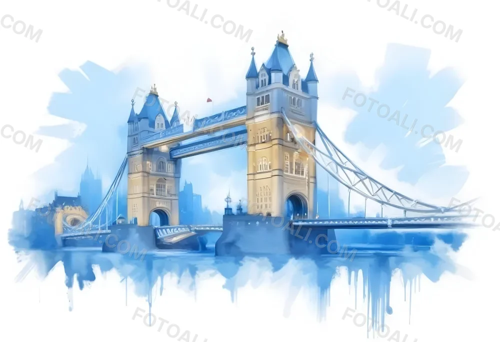 Oil Painting Tower Bridge In London Blue Sky And Water Creative Extremely Detailed Brush Stroke 41 8b62