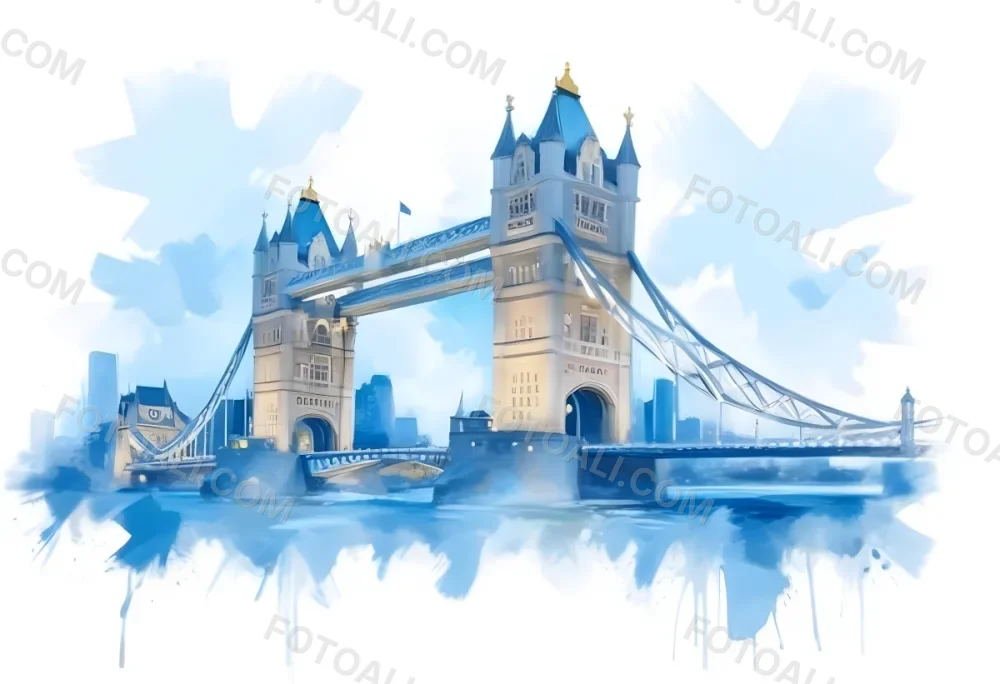 Oil Painting Tower Bridge In London Blue Sky And Water Creative Extremely Detailed Brush Stroke 46 Bea8