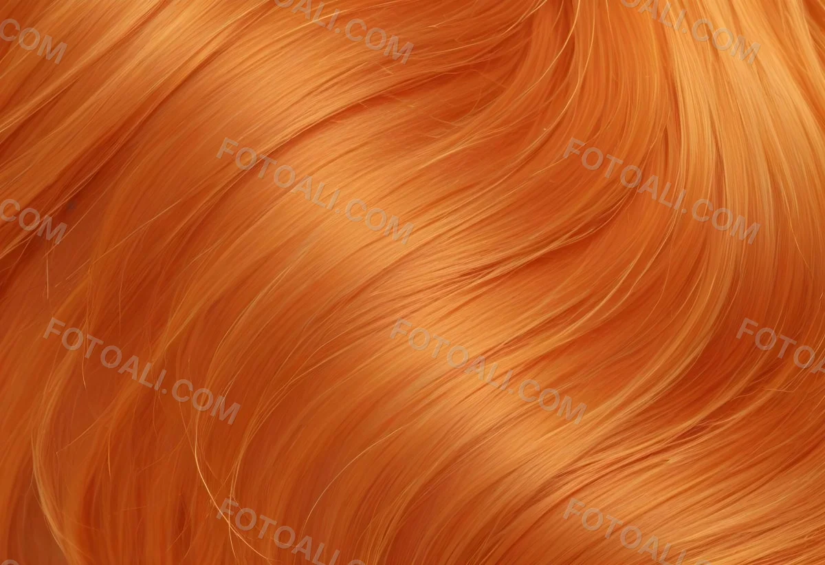 Orange Hair Strands With Soft Waves Creating A Vibrant And Smooth Pattern Close Up Shot Studio Lighting Hair Care Product Advertisement Smooth And Shiny Texture 15 091e