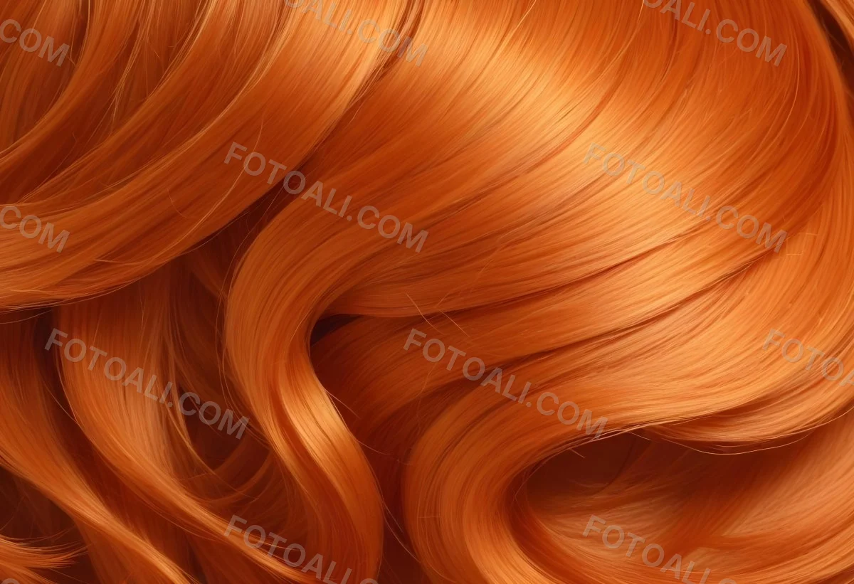 Orange Hair Strands With Soft Waves Creating A Vibrant And Smooth Pattern Close Up Shot Studio Lighting Hair Care Product Advertisement Smooth And Shiny Texture 25 B85e