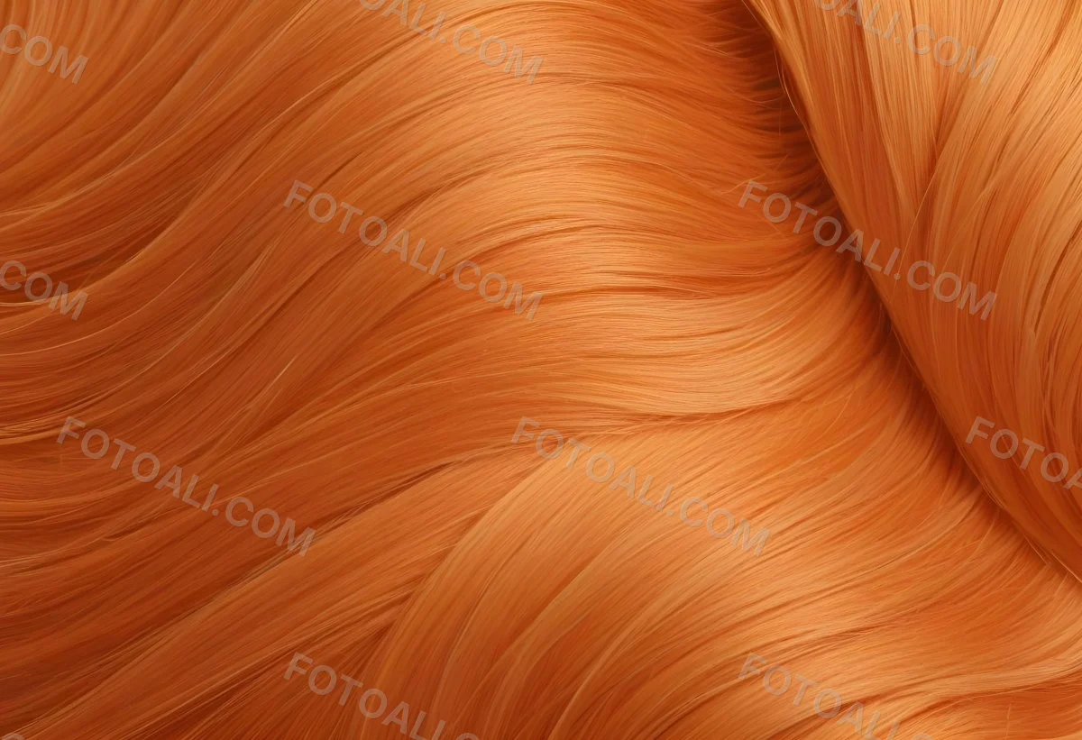 Orange Hair Strands With Soft Waves Creating A Vibrant And Smooth Pattern Close Up Shot Studio Lighting Hair Care Product Advertisement Smooth And Shiny Texture 33 C192