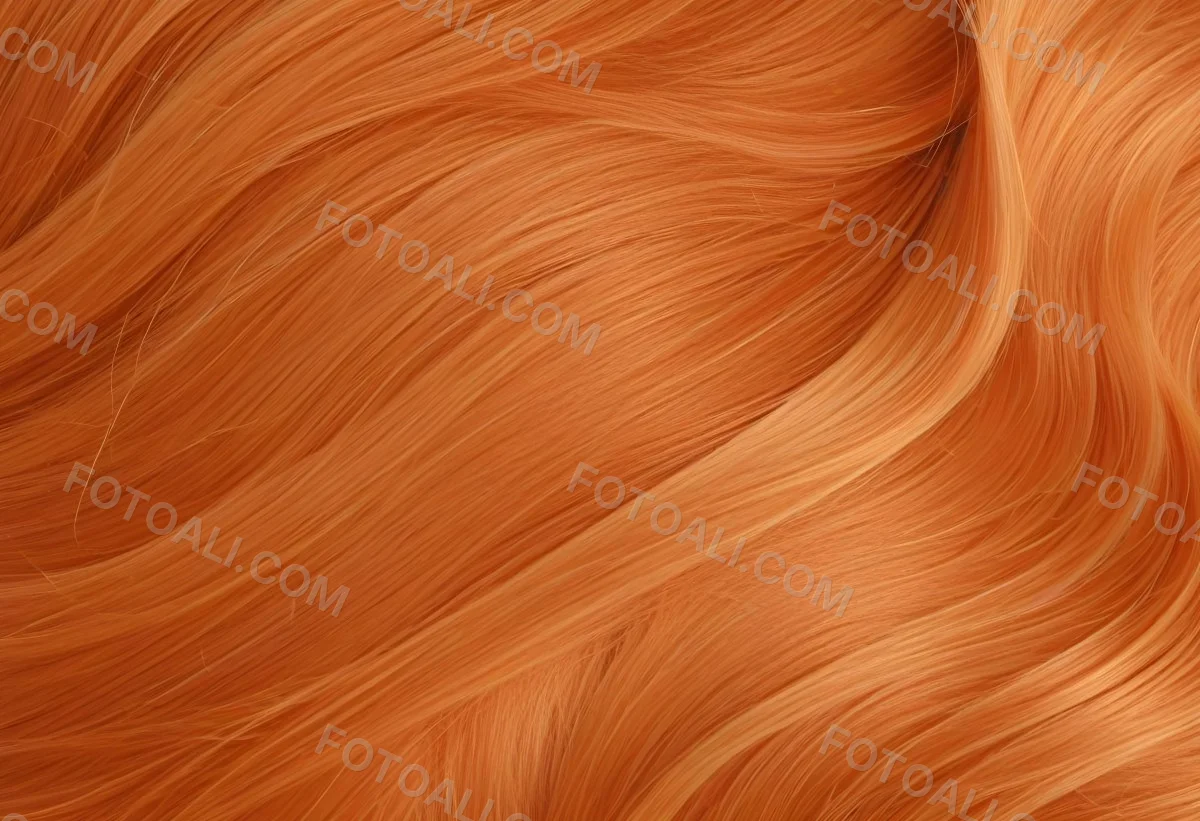 Orange Hair Strands With Soft Waves Creating A Vibrant And Smooth Pattern Close Up Shot Studio Lighting Hair Care Product Advertisement Smooth And Shiny Texture 5 6a4f