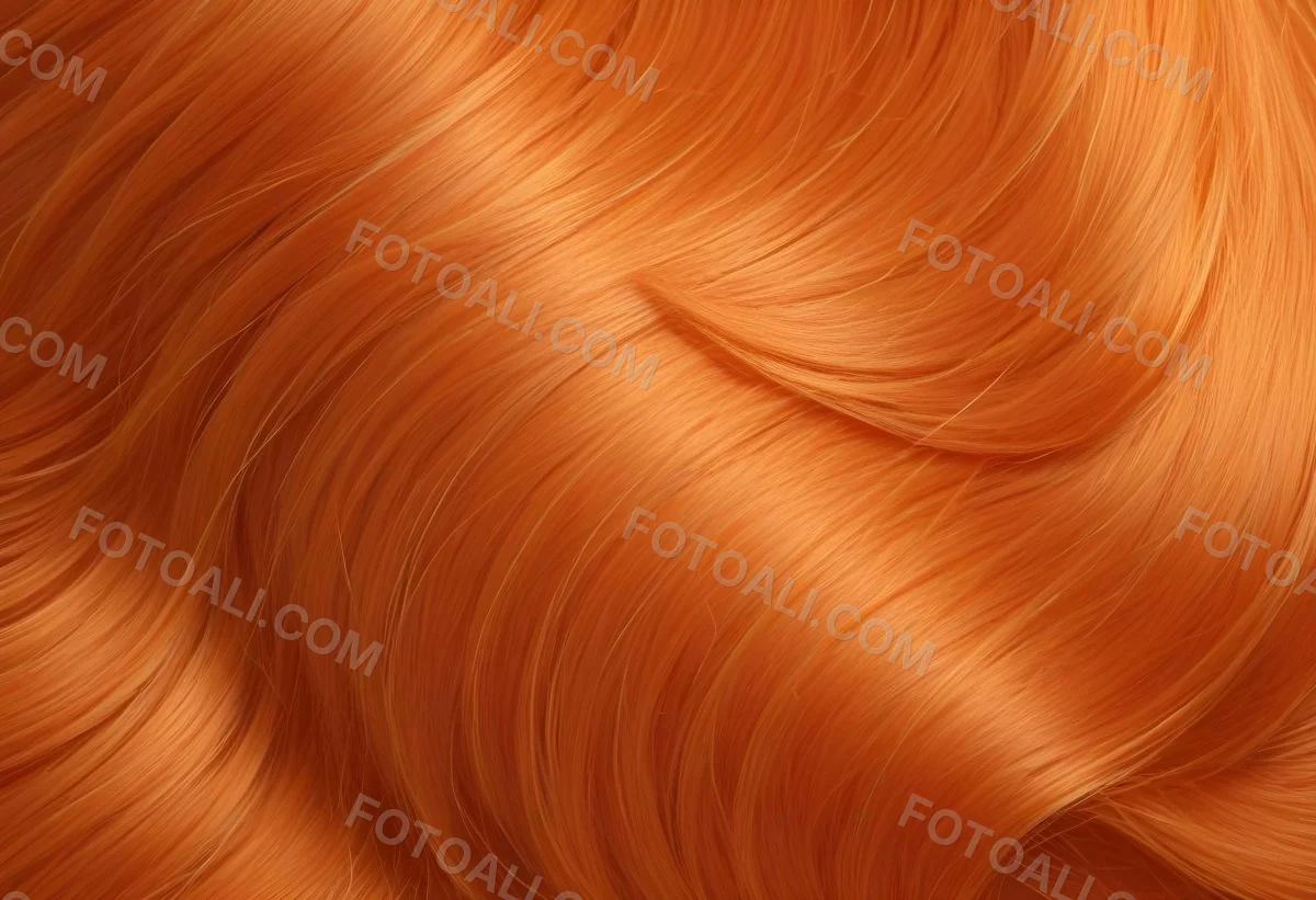 Orange Hair Strands With Soft Waves Creating A Vibrant And Smooth Pattern Close Up Shot Studio Lighting Hair Care Product Advertisement Smooth And Shiny Texture 6 279f