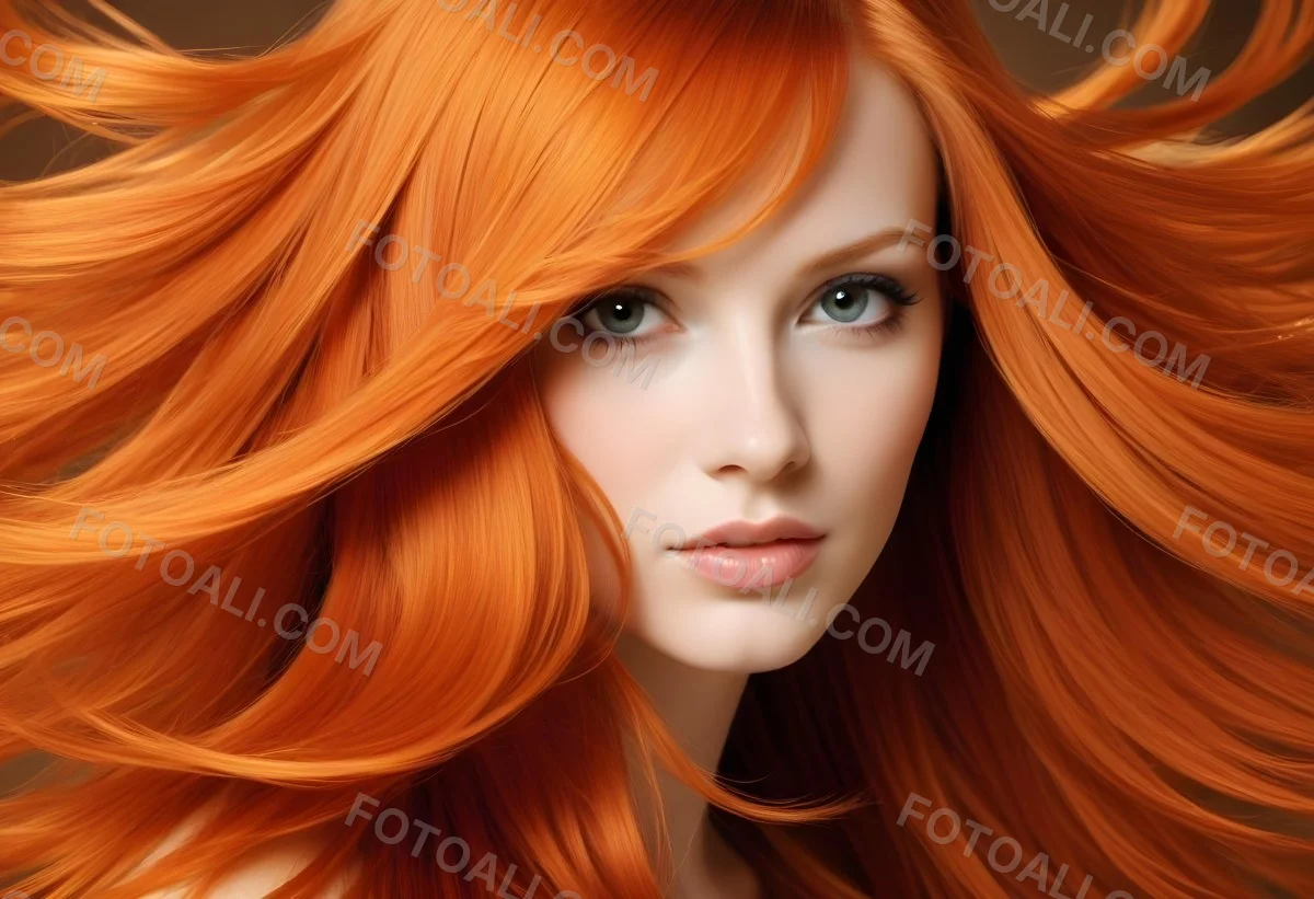 Orange Hair Strands With Soft Waves Creating A Vibrant And Smooth Pattern Close Up Shot Studio Lighting Hair Care Product Advertisement Smooth And Shiny Texture 8 4a93