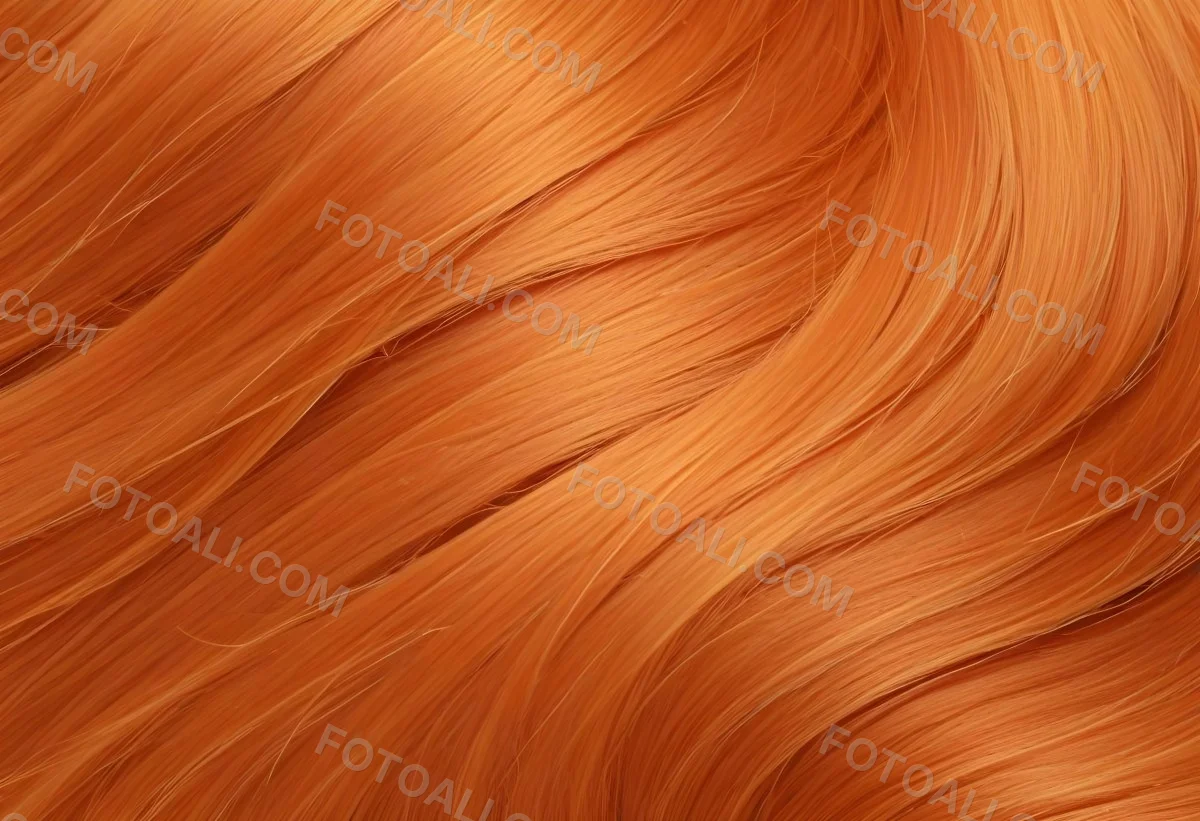 Orange Hair Strands With Soft Waves Creating A Vibrant And Smooth Pattern Close Up Shot Studio Lighting Hair Care Product Advertisement Smooth And Shiny Texture 9 32de