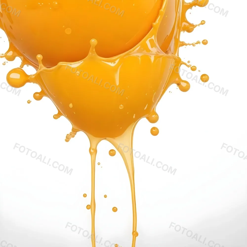 Orange Juice Splash With Liquid Drops Studio Shot White Background 15 B40d