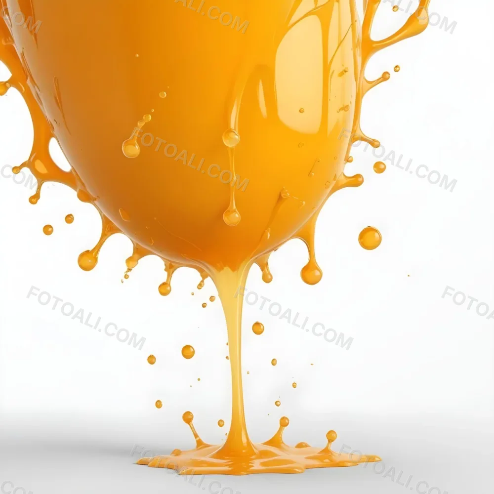 Orange Juice Splash With Liquid Drops Studio Shot White Background 17 Cb73