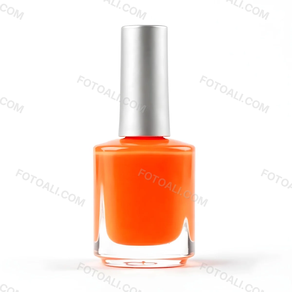 Orange Nail Polish Bottle With Brush The Bottle Is Gray The Background Is White 10 0a2e