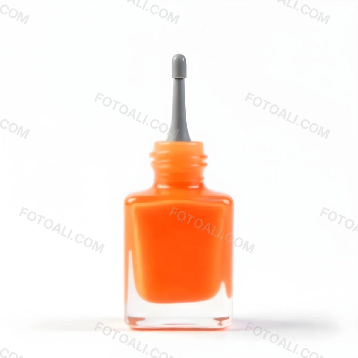 Orange Nail Polish Bottle With Brush The Bottle Is Gray The Background Is White 12 Dc5e