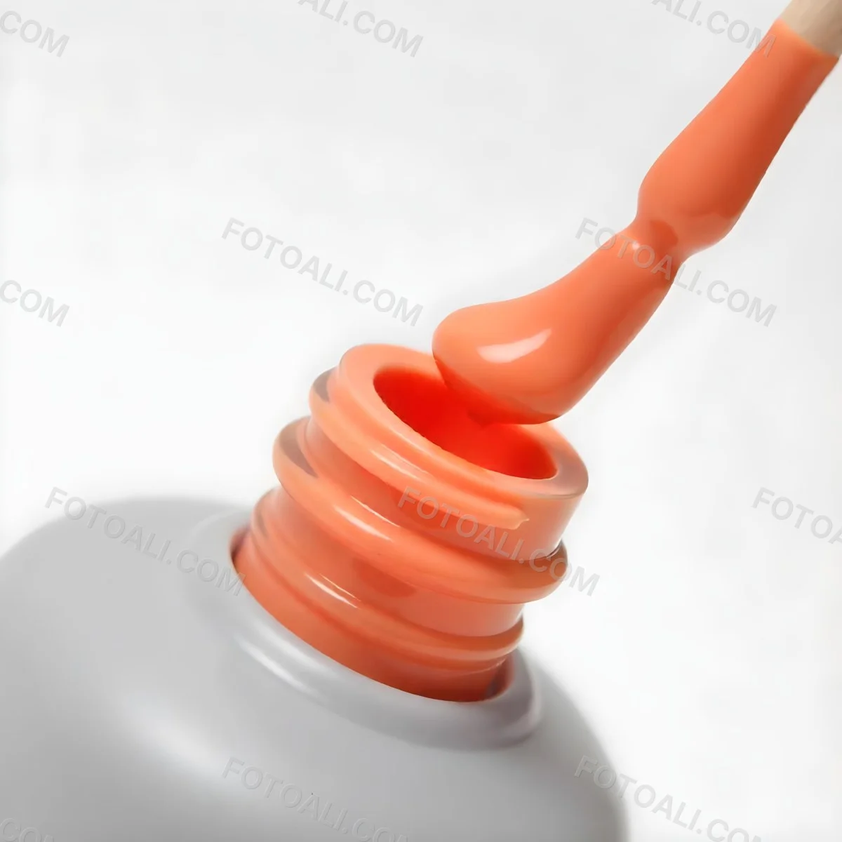 Orange Nail Polish Bottle With Brush The Bottle Is Gray The Background Is White 18 83ed