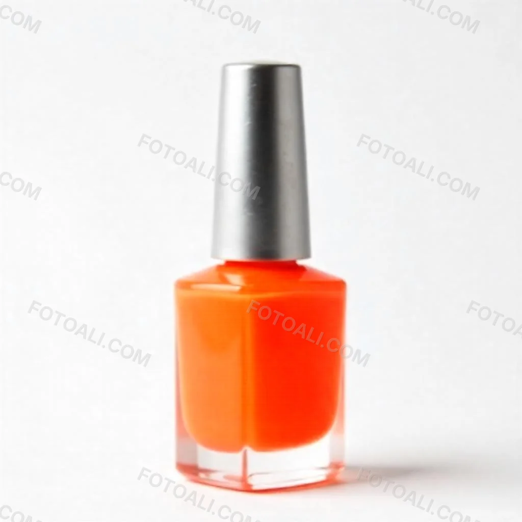 Orange Nail Polish Bottle With Brush The Bottle Is Gray The Background Is White 19 2ff7