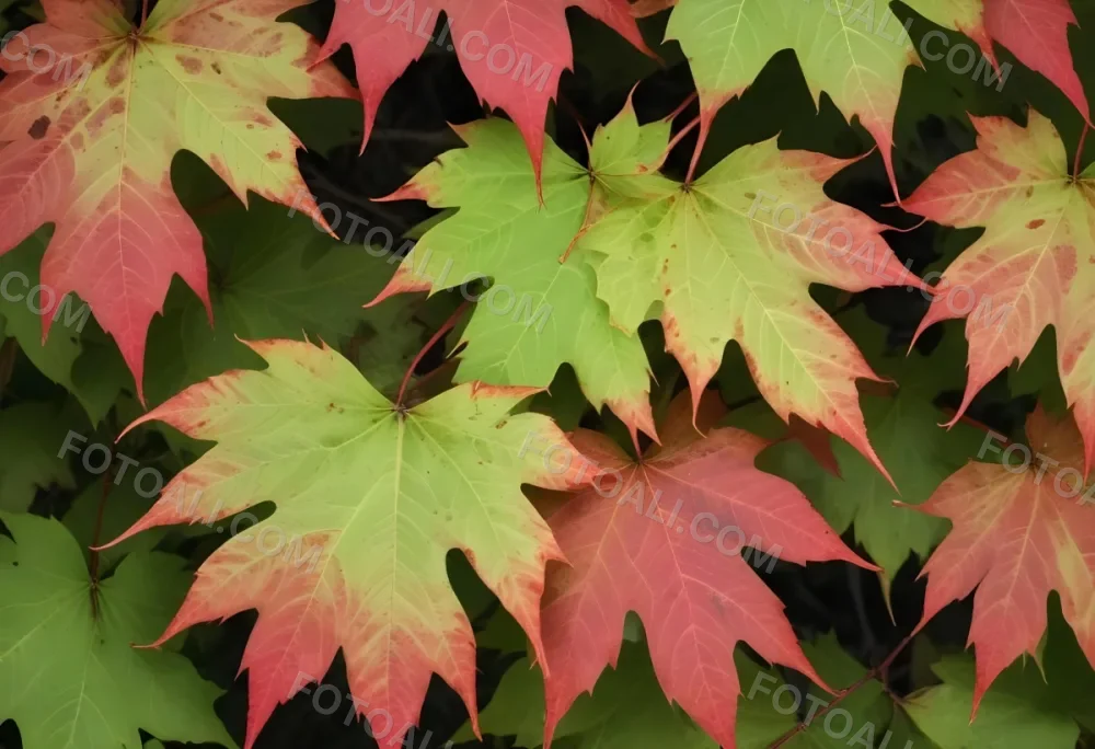 Overlapping Green And Red Maple Leaves With The Veins And Textures Of The Leaves Visible 17 Ebd8