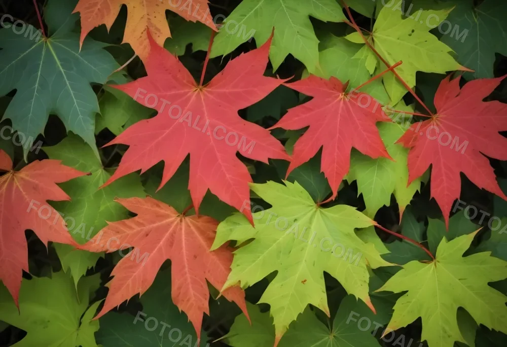 Overlapping Green And Red Maple Leaves With The Veins And Textures Of The Leaves Visible 24 0b0e