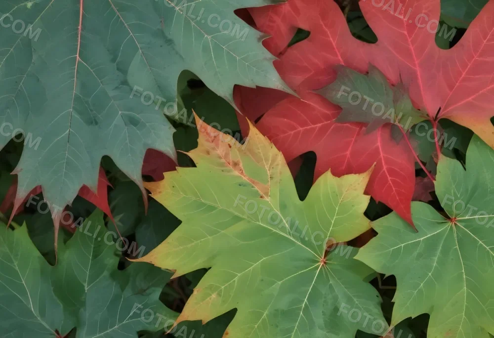 Overlapping Green And Red Maple Leaves With The Veins And Textures Of The Leaves Visible 8 2aae