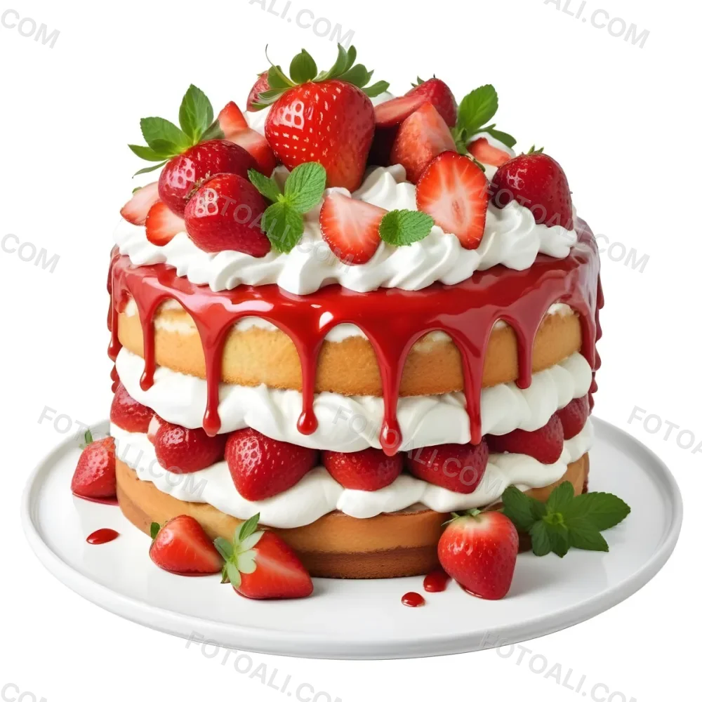 Pikaso Reimagine A Layered Cake With A Red Glaze Dripping Down The 18 77c5