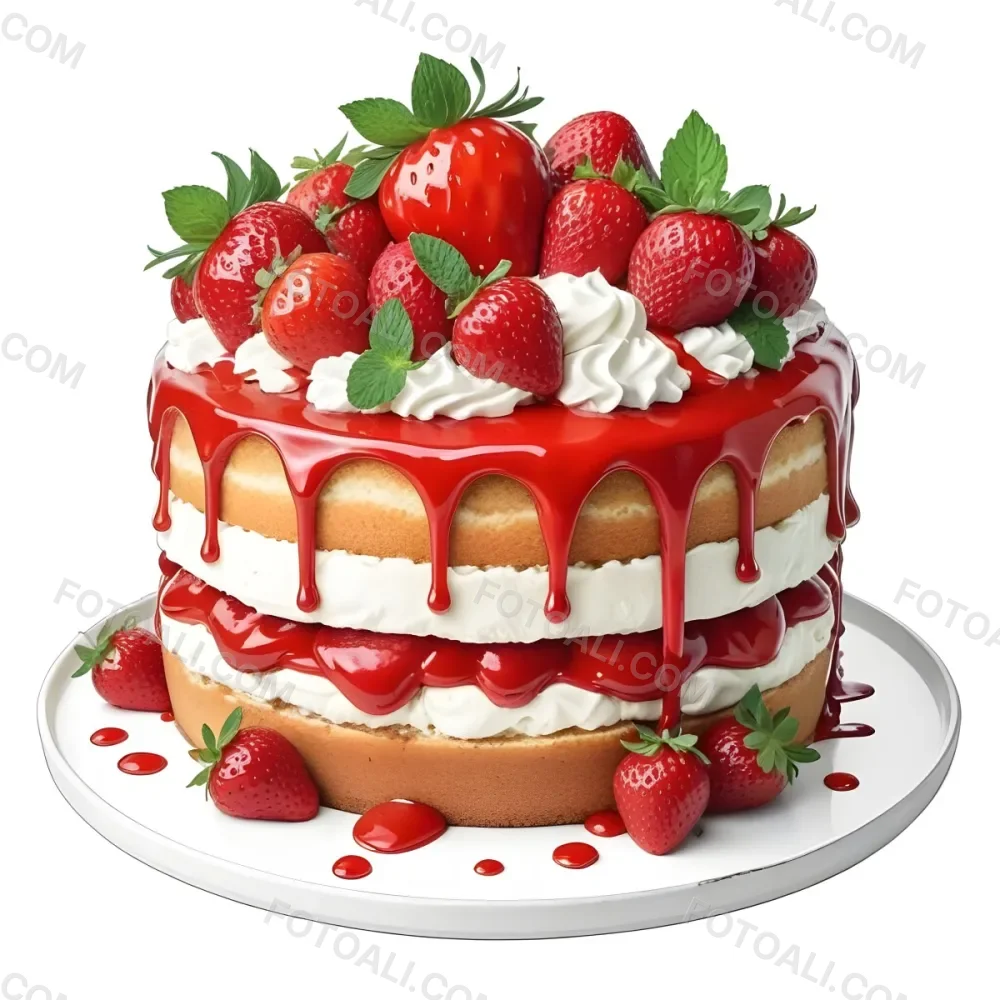 Pikaso Reimagine A Layered Cake With A Red Glaze Dripping Down The 29 6f0e