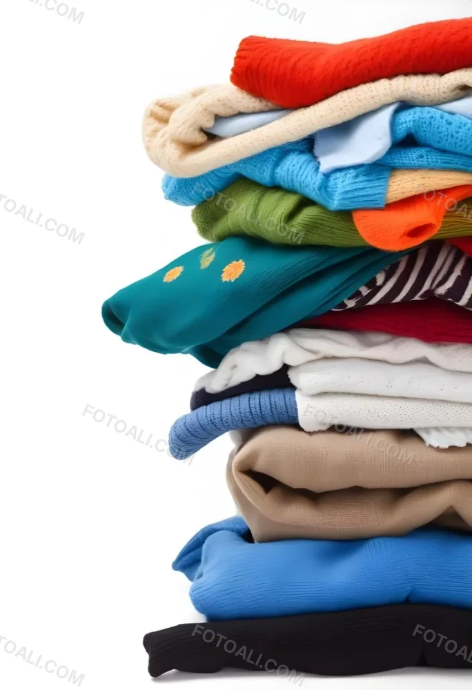 Pile Of White Folded Clothes Including Sweaters Pants And Sweaters Stacked Haphazardly On Top Of Each Other Creating A Organized And Organized Mess Colorful Background 11 874f