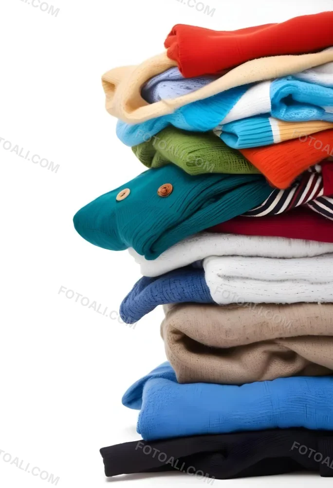 Pile Of White Folded Clothes Including Sweaters Pants And Sweaters Stacked Haphazardly On Top Of Each Other Creating A Organized And Organized Mess Colorful Background 18 E5e1