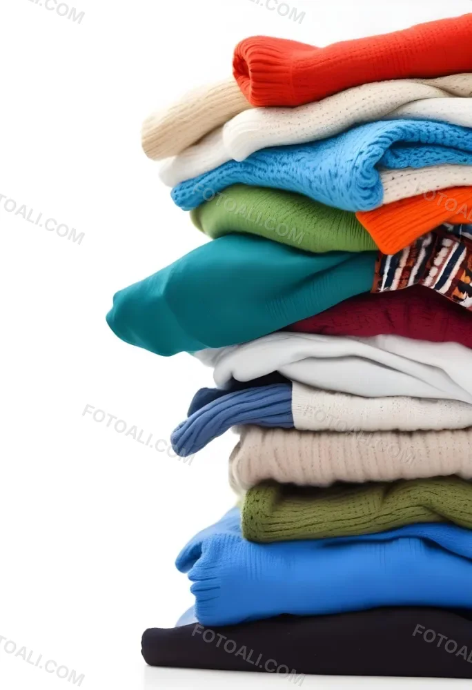 Pile Of White Folded Clothes Including Sweaters Pants And Sweaters Stacked Haphazardly On Top Of Each Other Creating A Organized And Organized Mess Colorful Background 23 A591