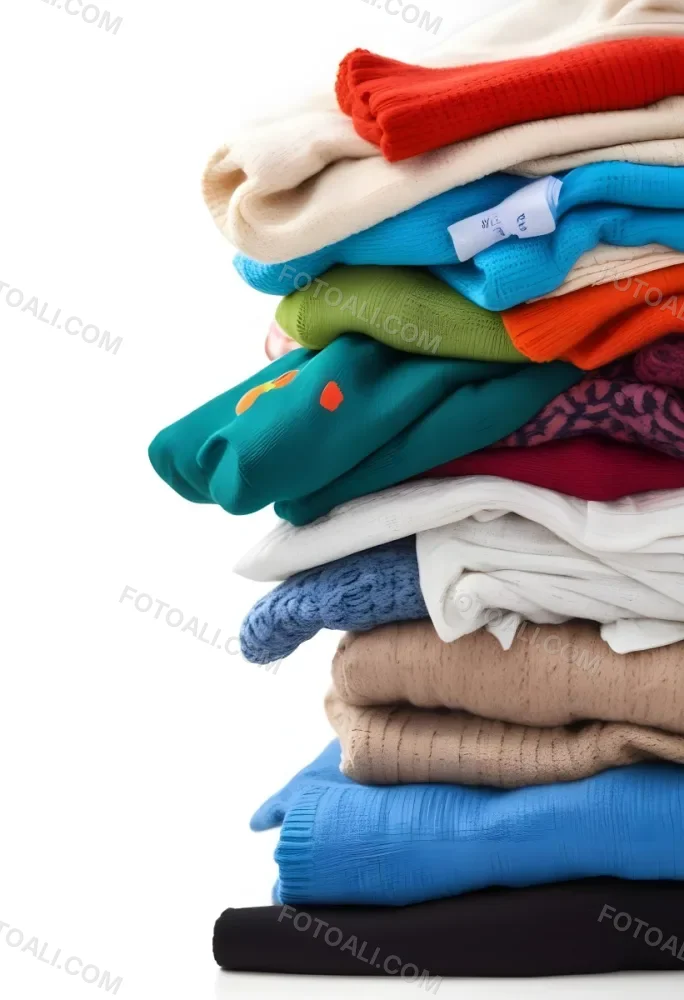 Pile Of White Folded Clothes Including Sweaters Pants And Sweaters Stacked Haphazardly On Top Of Each Other Creating A Organized And Organized Mess Colorful Background 25 Fcd8