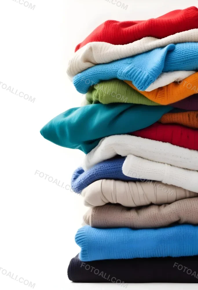 Pile Of White Folded Clothes Including Sweaters Pants And Sweaters Stacked Haphazardly On Top Of Each Other Creating A Organized And Organized Mess Colorful Background 35 Ecde