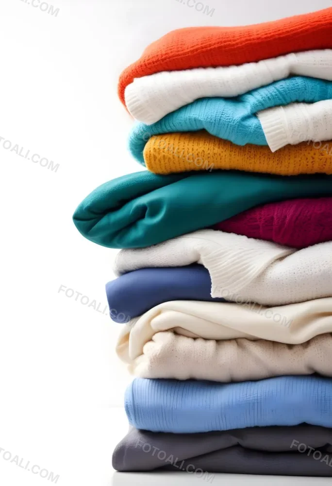 Pile Of White Folded Clothes Including Sweaters Pants And Sweaters Stacked Haphazardly On Top Of Each Other Creating A Organized And Organized Mess Colorful Background 39 D54c