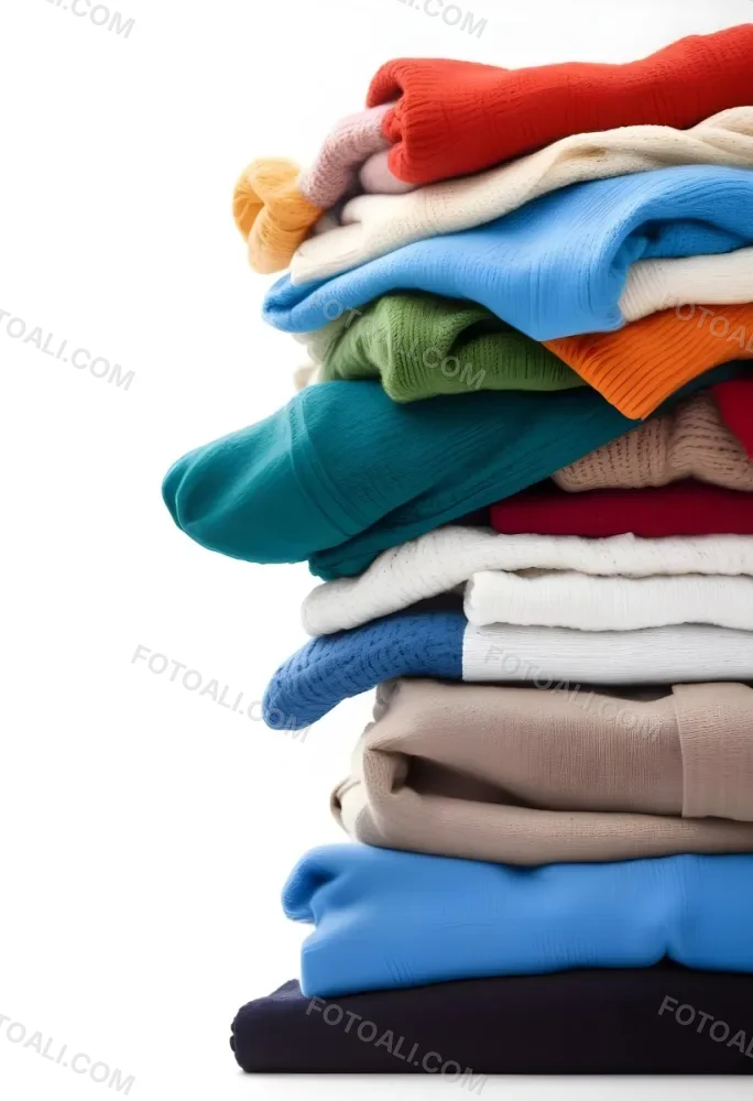 Pile Of White Folded Clothes Including Sweaters Pants And Sweaters Stacked Haphazardly On Top Of Each Other Creating A Organized And Organized Mess Colorful Background 4 08fe