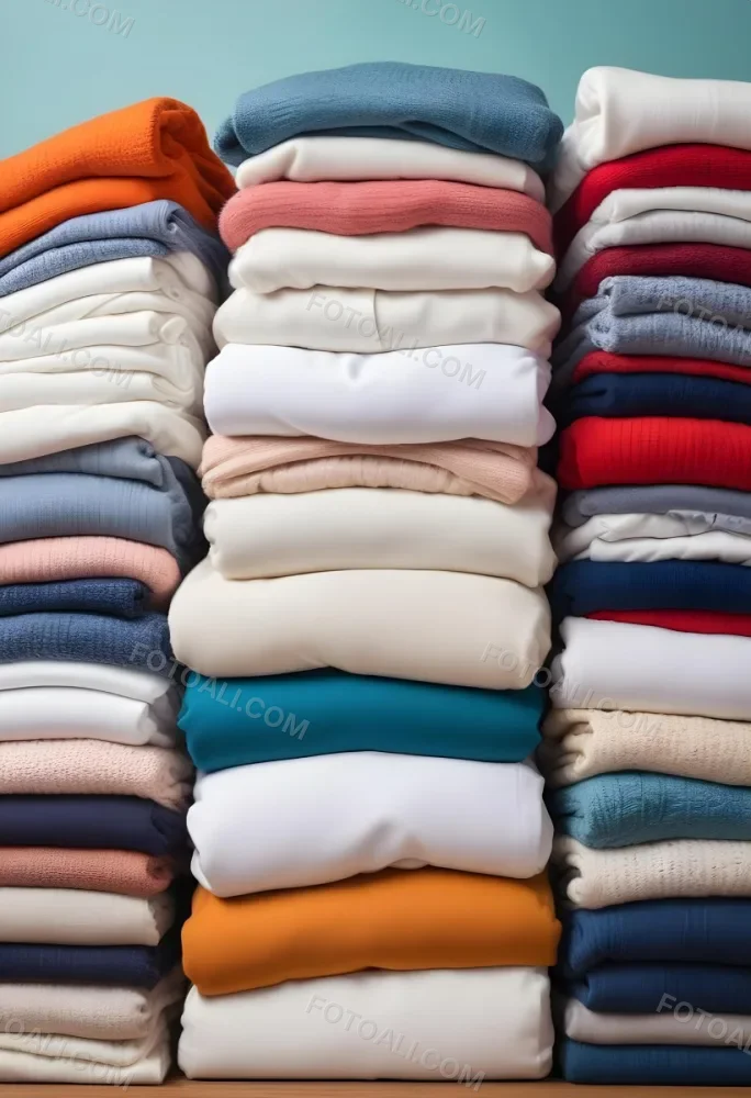 Pile Of White Folded Clothes Including Sweaters Pants And Sweaters Stacked Haphazardly On Top Of Each Other Creating A Organized And Organized Mess Colorful Background 6 Ba90