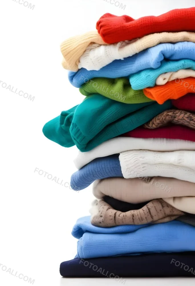 Pile Of White Folded Clothes Including Sweaters Pants And Sweaters Stacked Haphazardly On Top Of Each Other Creating A Organized And Organized Mess Colorful Background 9 4ec0