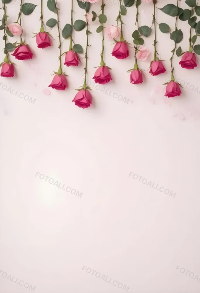 Pink Roses On A Light Background With Copy Space 10 32db