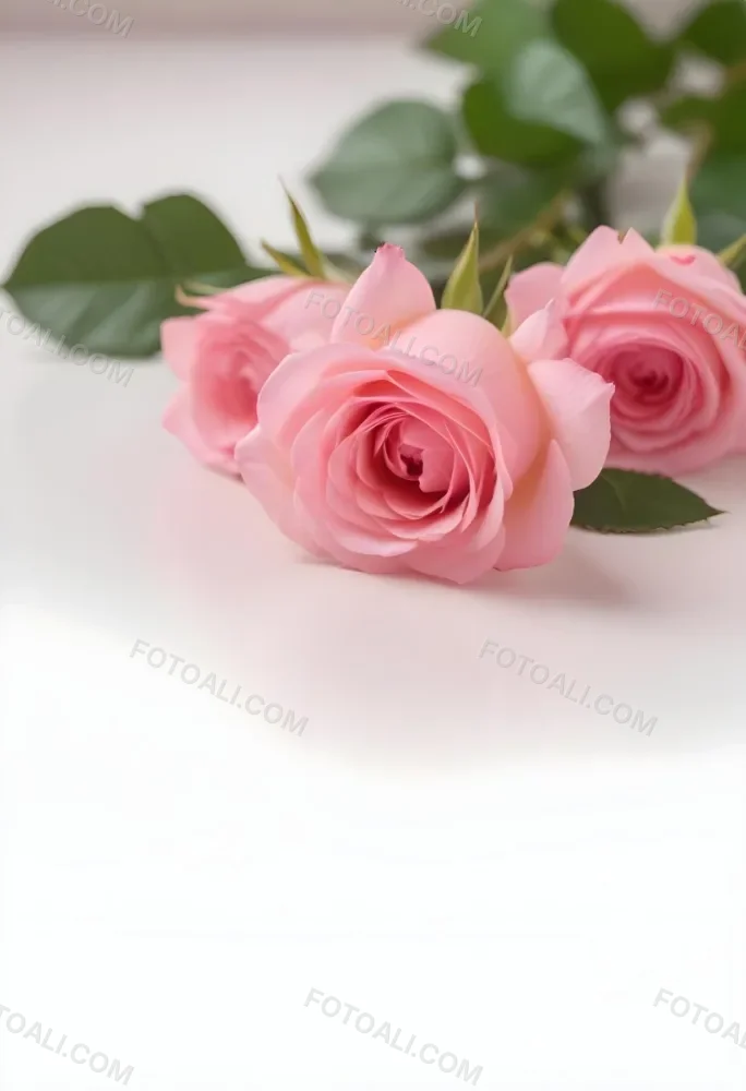 Pink Roses On A White Background 51 3a37