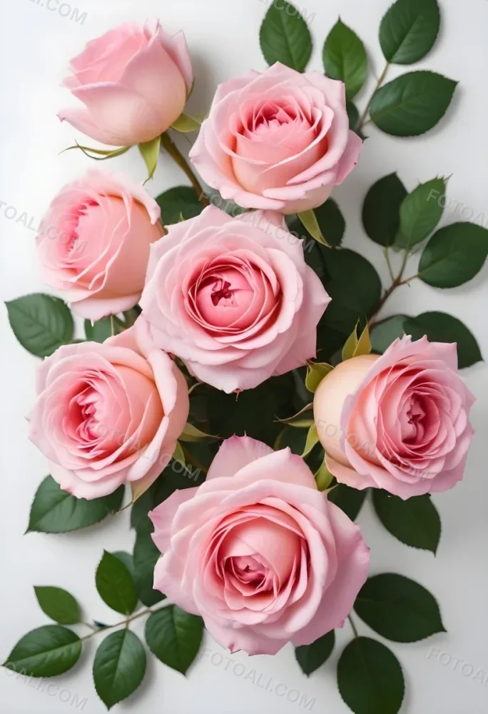 Pink Roses On A White Background 71 7d18