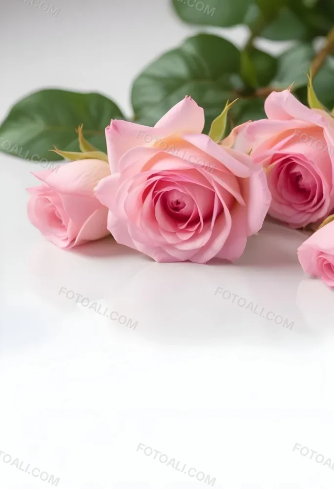 Pink Roses On A White Background 72 C83d