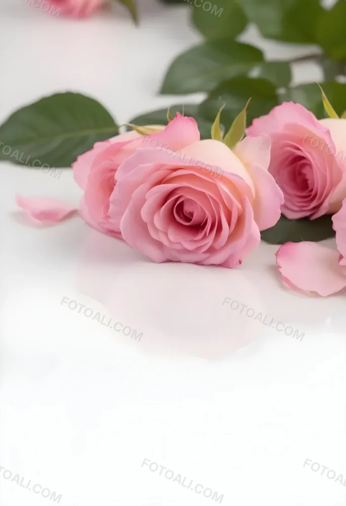Pink Roses On A White Background 73 9ae1
