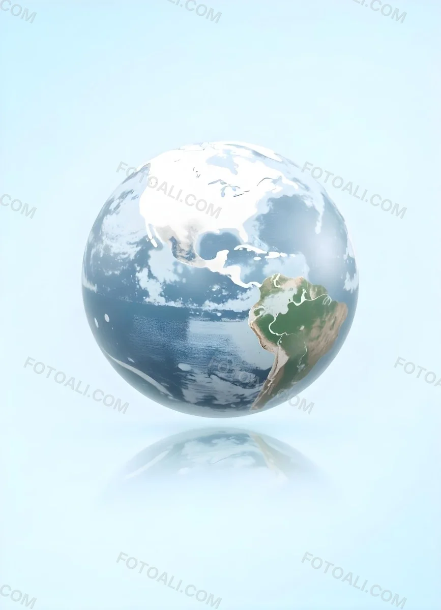 Planet Earth Inside A Water Bubble With South America In Front Water Splashing Inside The Bubble Light Blue Background 10 8256