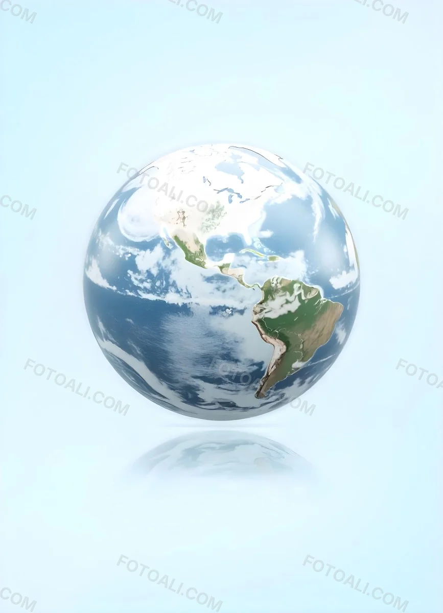 Planet Earth Inside A Water Bubble With South America In Front Water Splashing Inside The Bubble Light Blue Background 19 3012