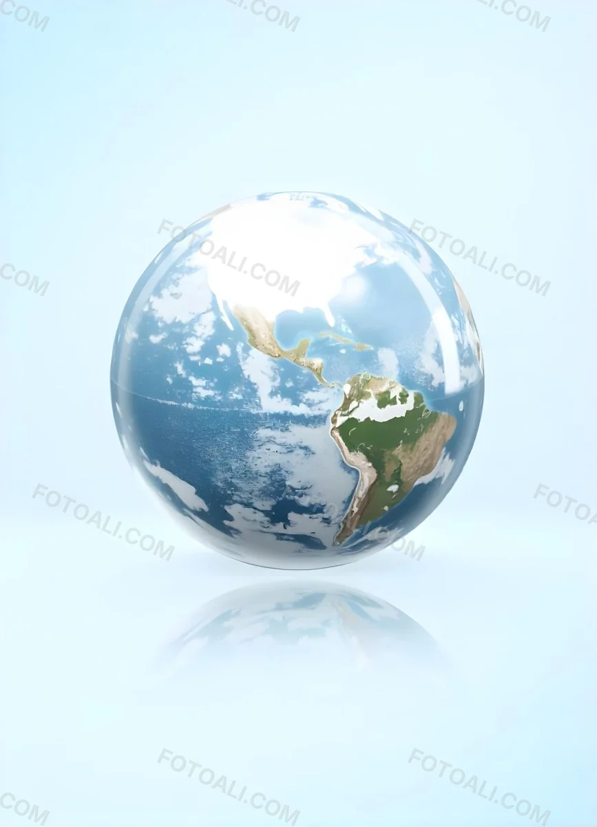 Planet Earth Inside A Water Bubble With South America In Front Water Splashing Inside The Bubble Light Blue Background 22 F3e3
