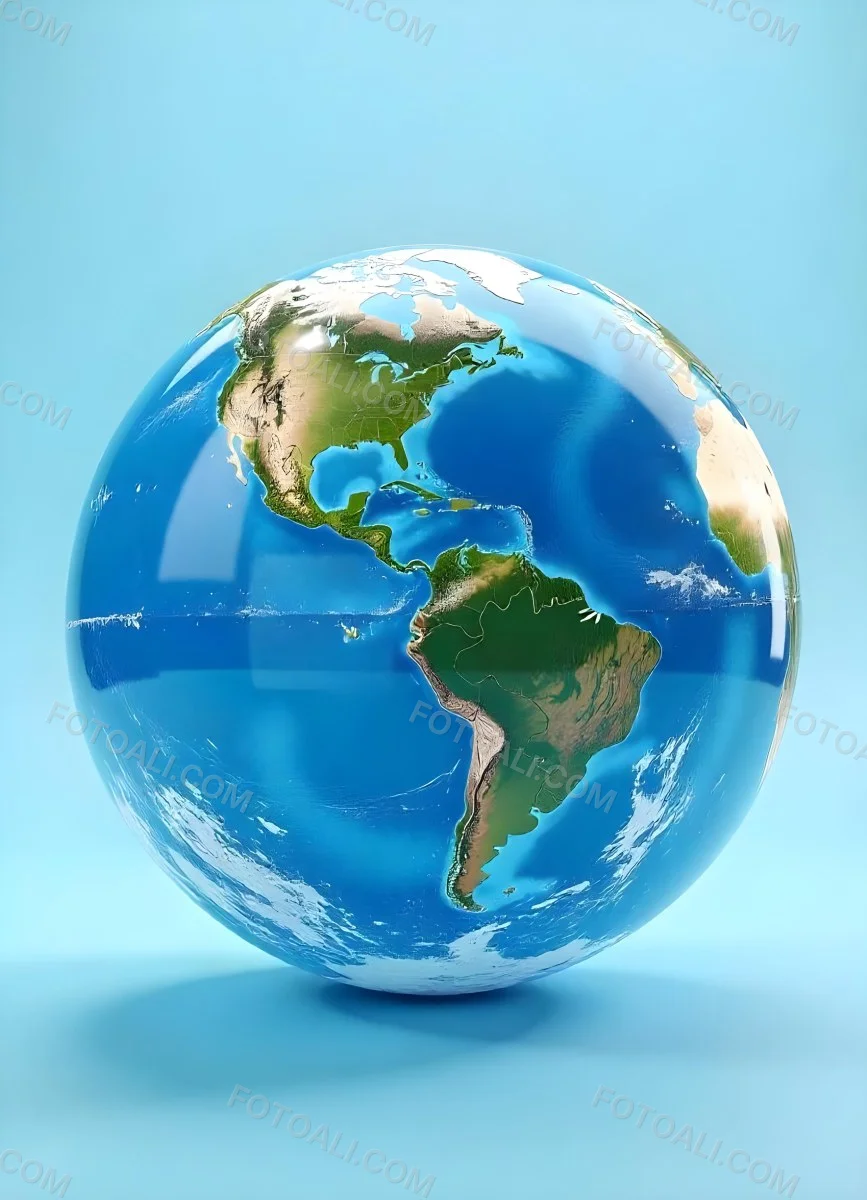 Planet Earth Inside A Water Bubble With South America In Front Water Splashing Inside The Bubble Light Blue Background 6 A1cc