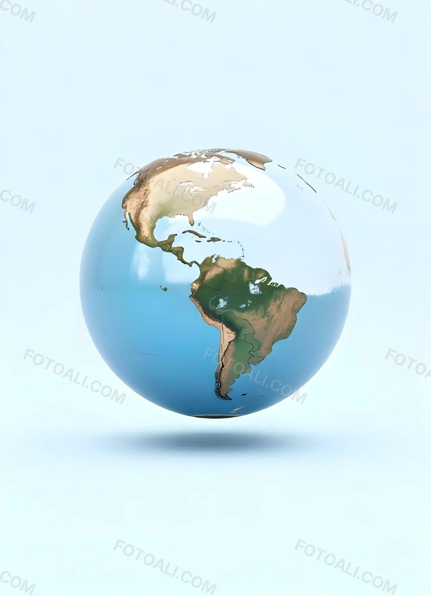 Planet Earth Inside A Water Bubble With South America In Front Water Splashing Inside The Bubble Light Blue Background 8 A7aa