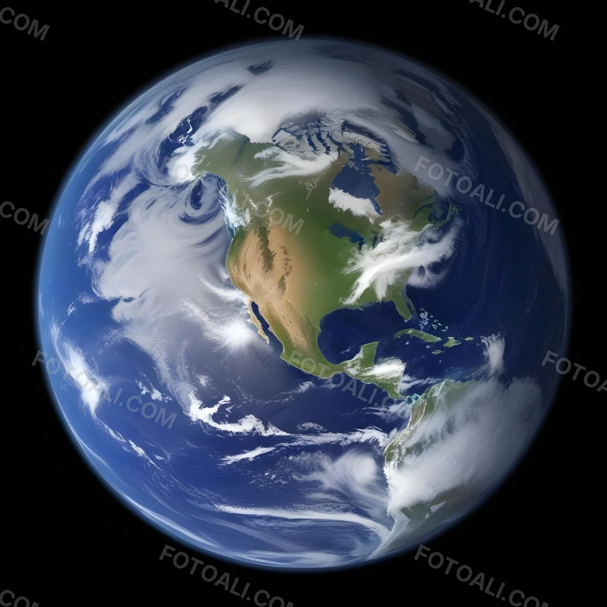 Planet Earth With Visible Continents Oceans And Cloud Formations Showcasing North America Prominently Set Against A Dark Space Background 10 C2c1