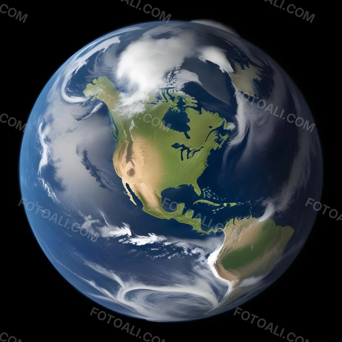 Planet Earth With Visible Continents Oceans And Cloud Formations Showcasing North America Prominently Set Against A Dark Space Background 3 Cbc2