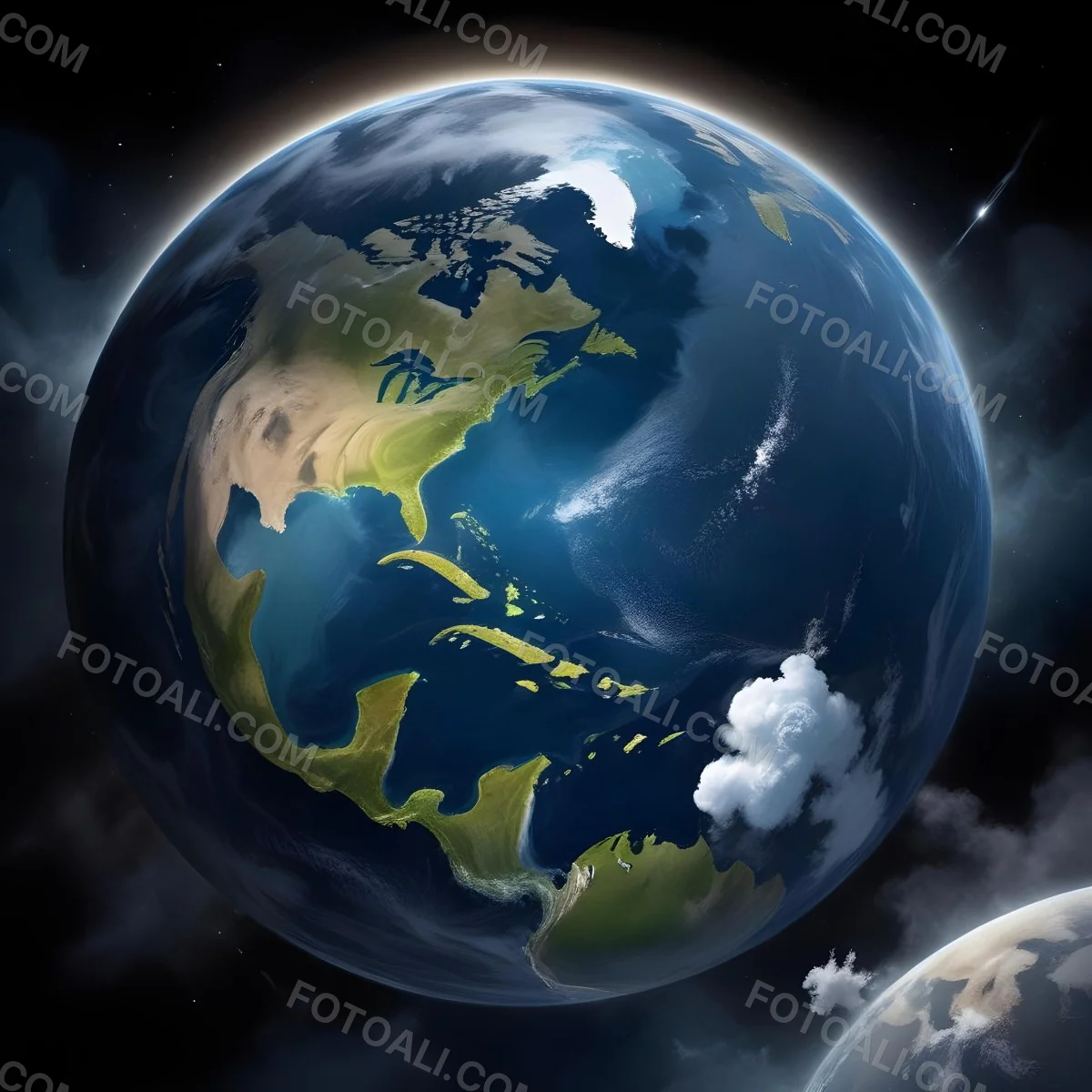 Planet Earth With Visible Continents Oceans And Cloud Formations Showcasing North America Prominently Set Against A Dark Space Background 5 Ad3c